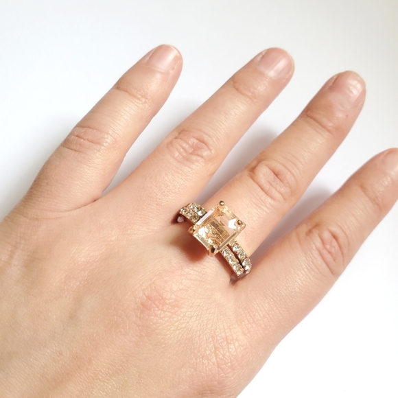 NWOT 18K GF Rose Gold White Topaz Engagement Rings - Picture 3 of 15